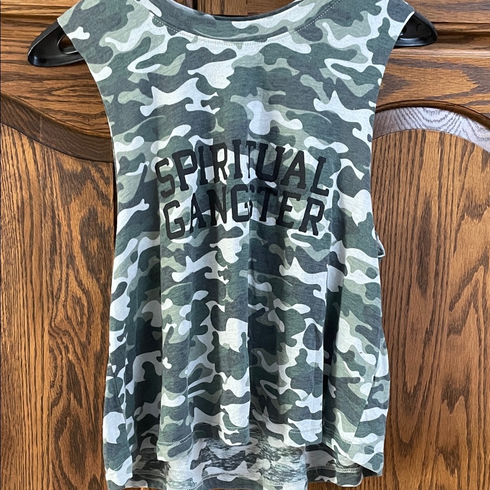 Spiritual Gangster Camouflage Tank Top - Green and Black